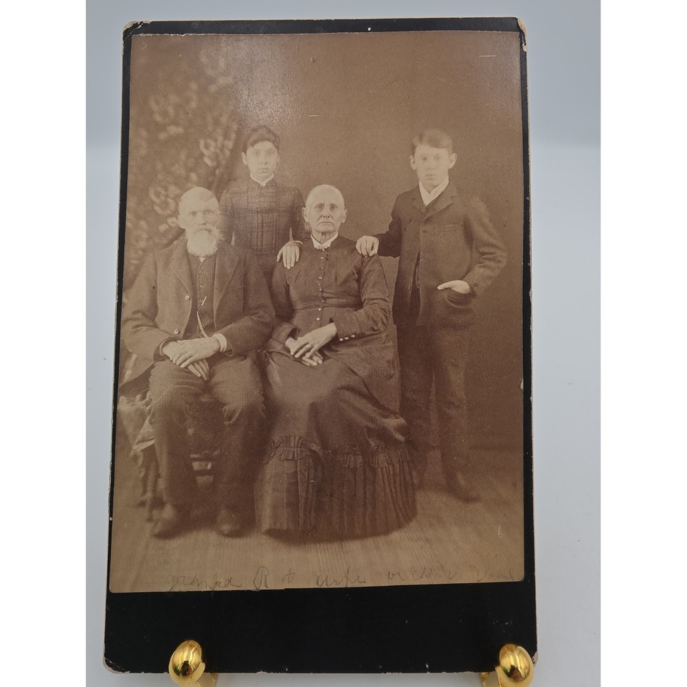 Antique Victorian American Family Portrait, Girl&Boy Cabinet Photo 6.5" X 4" CDV